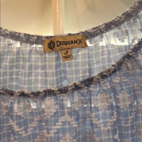 Democracy sheer blue gingham blouse - Picture 2 of 3